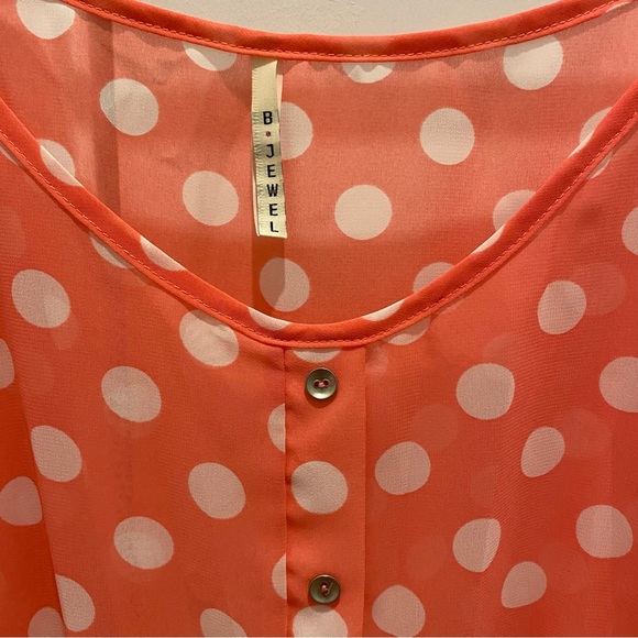 Pink & White Polka Dot Sheer Top, Small - Picture 4 of 7
